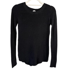 Kismet Black Long Sleeve Waffle Knit Top Size XS Neutral Minimalist Casual